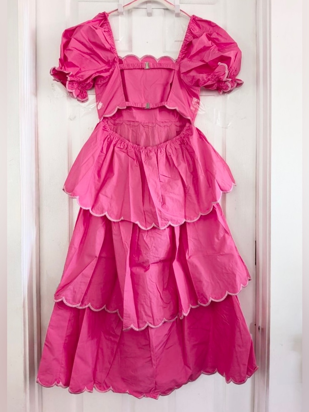 ENGLISH FACTORY Scallop Puff Sleeve Tiered Maxi Dress - Picture 14 of 15